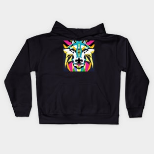 Pop Art Geometric Wolf Face Kids Hoodie